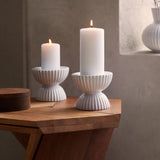 Lyngby Porcelain Tura Block Candle Holder 11.5cm White