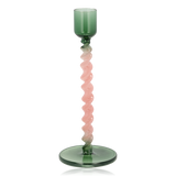 Villa Collection Styles Glass Candlestick Green & Rose