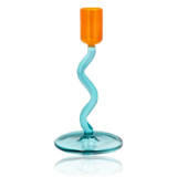 Villa Collection Styles Glass Candlestick Blue & Amber Small