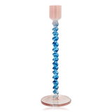 Villa Collection Styles Glass Candlestick Blue & Rose