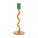 Villa Collection Styles Glass Candlestick Green & Amber