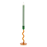 Villa Collection Styles Glass Candlestick Green & Amber