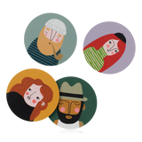 Spira of Sweden Set of 4 Birch Wood Coasters Astrid, Bia, Ebbot & Max