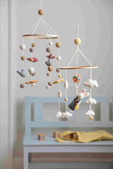 Gry & Sif Felt Mobile Girl Bunny With Balloons