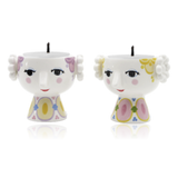 Bjørn Wiinblad Ceramic Tealight Holder Set of 2 Yellow & Lavender