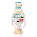 Bjørn Wiinblad Ceramic Candle Holder Lady With Hat Pink & Yellow
