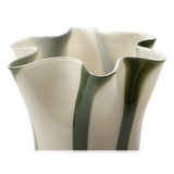 Broste Liva Mouthblown Glass Vase Hunter Green & Cream Small