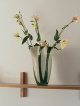 Broste Liva Mouthblown Glass Vase Hunter Green & Cream Small