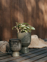 Broste Mika Stoneware Flowerpot Antique Brown Green Large