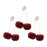 Broste Set of 3 Hanging Paper Cherry Decorations Dark Red