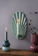 Dottir Pipanella Ceramic Waves Candle Sconce Peacock