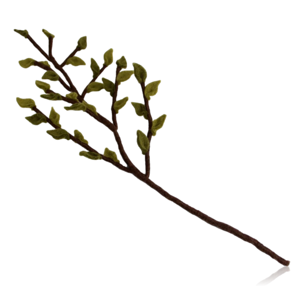 Gry & Sif Long Felt Branch With Green Leaves