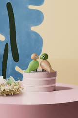 Kay Bojesen Pair of Lovebirds Light Green & Rose