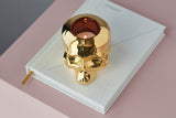 Kosta Boda Still Life Skull Votive Gold