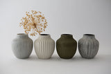 lindform ceramic vase kyoto forest green with three alternative colours of kyoto vase and dried flower decoration