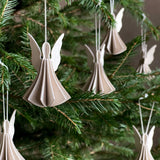 Lovi Set Of 6 Mini Angel Decorations 6.5cm Natural Wood