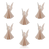 Lovi Set Of 6 Mini Angel Decorations 6.5cm Natural Wood