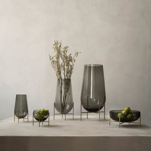 Audo Échasse Vase Smoke and Brushed Brass Small