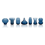 Orrefors Midsummer Mini Vases Limited Edition Midnight Blue Pack of 7