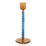 Villa Collection Styles Glass Candlestick Blue & Amber Tall