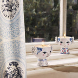 Bjørn Wiinblad Ceramic Eva Tealight Holder Set of 2 Blue & Rose