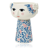 Bjørn Wiinblad Ceramic Eva Vase 18.5cm Blue & Rose