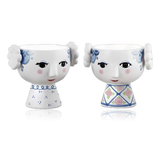 Bjørn Wiinblad Ceramic Eva Tealight Holder Set of 2 Blue & Rose