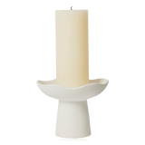 Broste Momo Stoneware Candle Holder Matt White Large