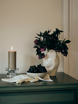 Broste Petra Glass Pillar Candle Holder Small Indian Tan