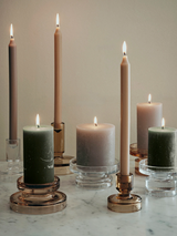 Broste Petra Glass Pillar Candle Holder Small Indian Tan