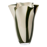 Broste Liva Mouthblown Glass Vase Hunter Green & Cream Large