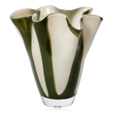 Broste Liva Mouthblown Glass Vase Hunter Green & Cream Small
