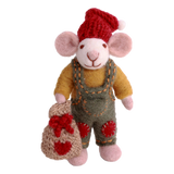 Gry & Sif Grey Hanging Felt Boy Mouse With Sack Small