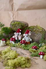 Gry & Sif Grey Hanging Felt Girl Mouse With Mushroom Small