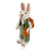 Gry & Sif Hanging Felt Boy Bunny Decoration With Carrot & Backpack