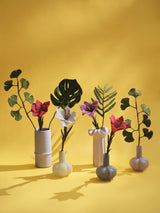 felt gingko biloba branch green with mixed felt flowers by Gry & Sif in display with vases