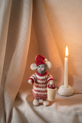 Gry & Sif Grey Hanging Felt Mouse Boy Mouse With Mushrooms Small