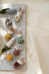 Gry & Sif Hanging Felt Bunny Decoration With Flower Embroidery Green