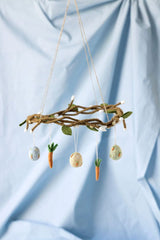 Gry & Sif Hanging Felt Wreath Light Yellow Berries 45cm