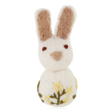 Gry & Sif Hanging Felt Bunny Decoration With Flower Embroidery White