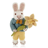 Gry & Sif Hanging Felt Bunny White With Daffodil