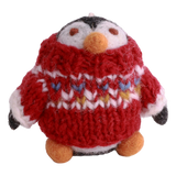 Gry & Sif Hanging Felt Penguin With Sweater
