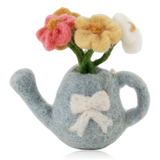 Gry & Sif Hanging Felt Watering Can With Flowers Blue