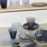 collection of Iittala glass Kastehelmi glass tumblers linen & clear