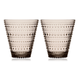 set of 2 iittala glass kasehelmi tumblers linen on white background