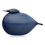 blue glass bird on white background by Oiva Toikka for Iittala Finland
