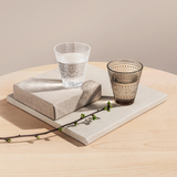 Iittala glass Kastehelmi glass tumblers linen & clear on table