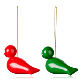 Kay Bojesen Set of 2 Christmas Birds Red & Green