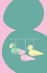 Kay Bojesen Set of 3 Easter Birds Green, Yellow & Rose