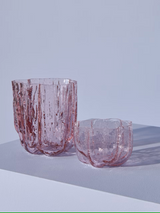 Kosta Boda Crackle Votive Pink